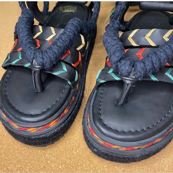 Farm Rio Sandals Platform Rope Tie Black - Picture 11 of 16